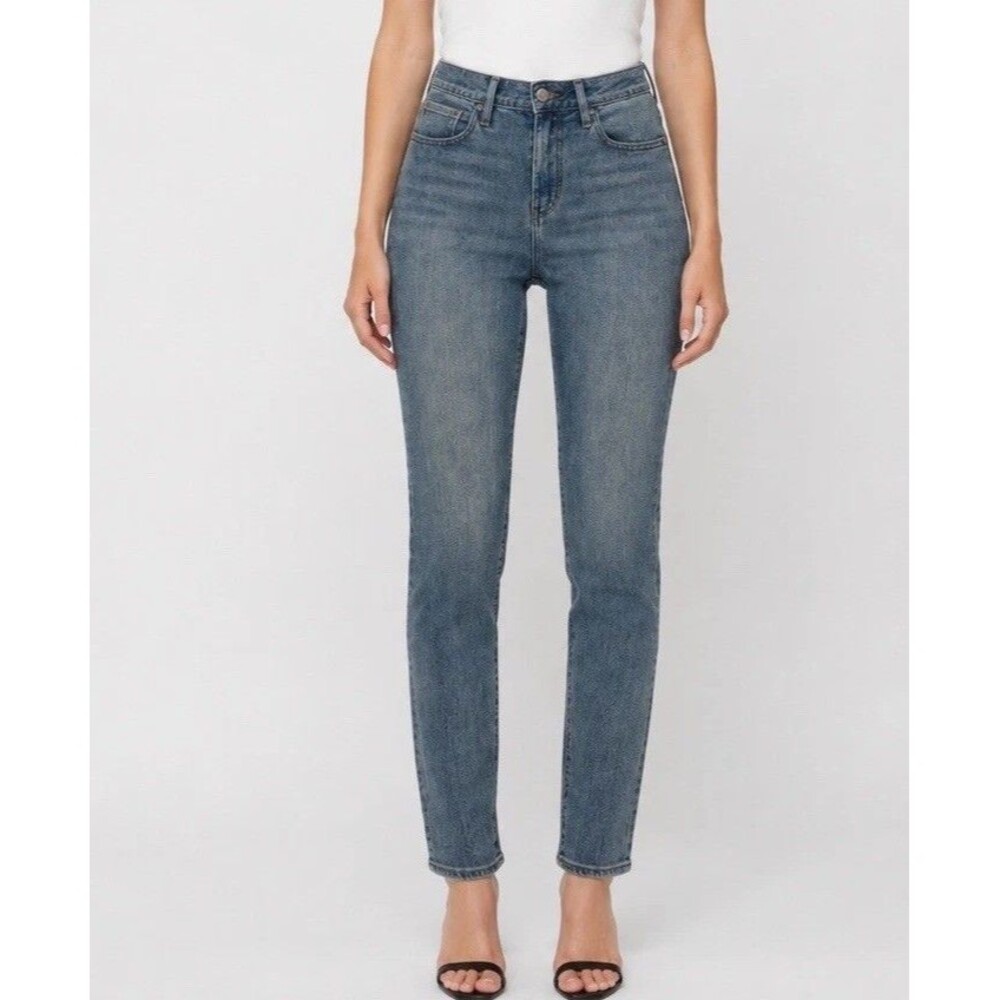 Levis Premium Big E 721 High Rise Stretch Skinny Jeans Womens 27x32 Blue Denim